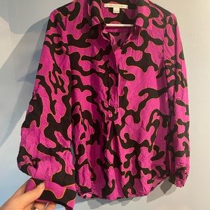 Pink and Orange Psychedelic Silk Shirt by Diane von Furstenberg